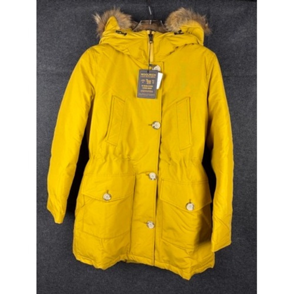 Woolrich Luxury Arctic Parka Mustard Down Fur Hood Womens NWT